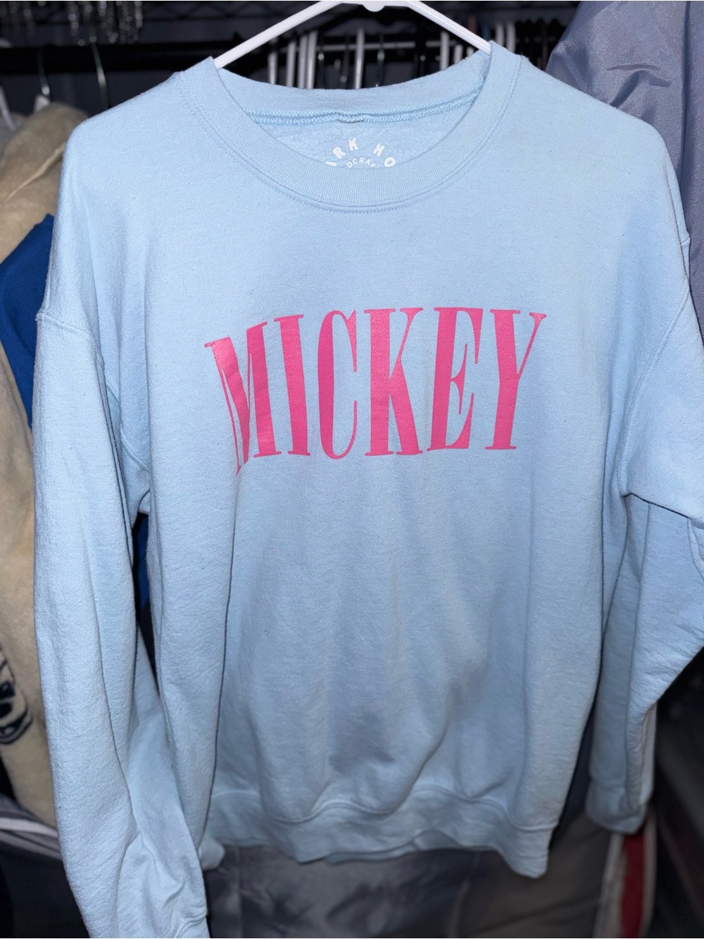 Mickey Graphic Light Blue Crewneck Sweatshirt